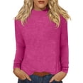 thumbnail image 2 of HLKJKLS Long Sleeve Shirts For Women Casual Round Neck Long Sleeve Fall Fashion Tops Blouses Loose Fit Polyester Spandex Pink S-3Xl, 2 of 7