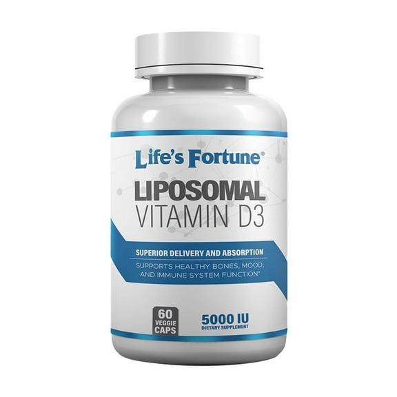 Life's Fortune Liposomal Vitamin D3 5000 IU, Supports Healthy Bones, Immune System Function, 60 Caps