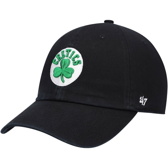 Men's '47 Black Boston Celtics Core Logo Clean Up Adjustable Hat