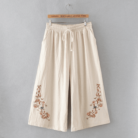 

Xerarch Capri Pants Women s Summer Thin Cool Cotton Pajamas Have Side Pockets To Wear Sunscreen Home Pants Seven Point Straight Casual Pants