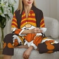 thumbnail image 6 of Honeii Fall Gnomes print Women's Pajama Sets Long Sleeve Button Down Sleepwear Nightwear Soft Pjs Lounge Sets-Large, 6 of 7