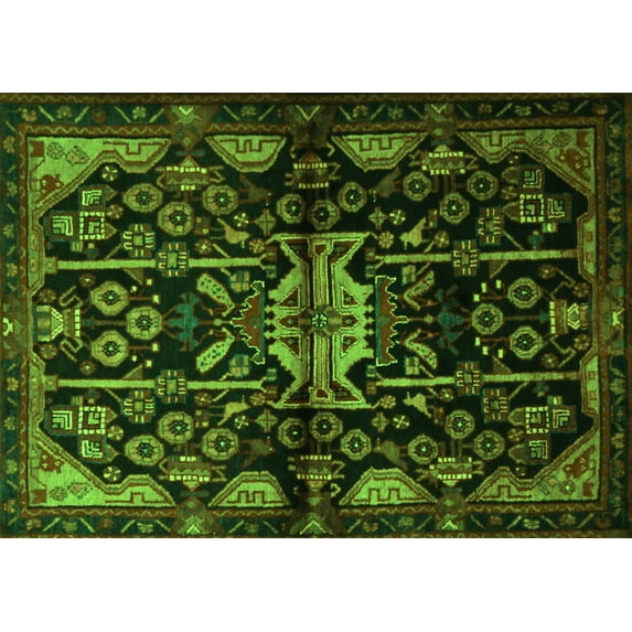 Ahgly Company Indoor Rectangle Persian Green Traditional Area Rugs, 6' x 9'