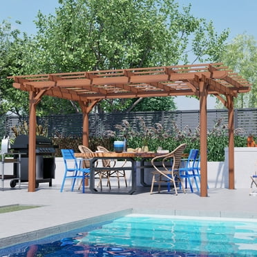 LZBEITEM 12'x10' Outdoor Wood Pergola, Wooden Pergola Gazebo for Outdoor Porch Garden Backyard Patio