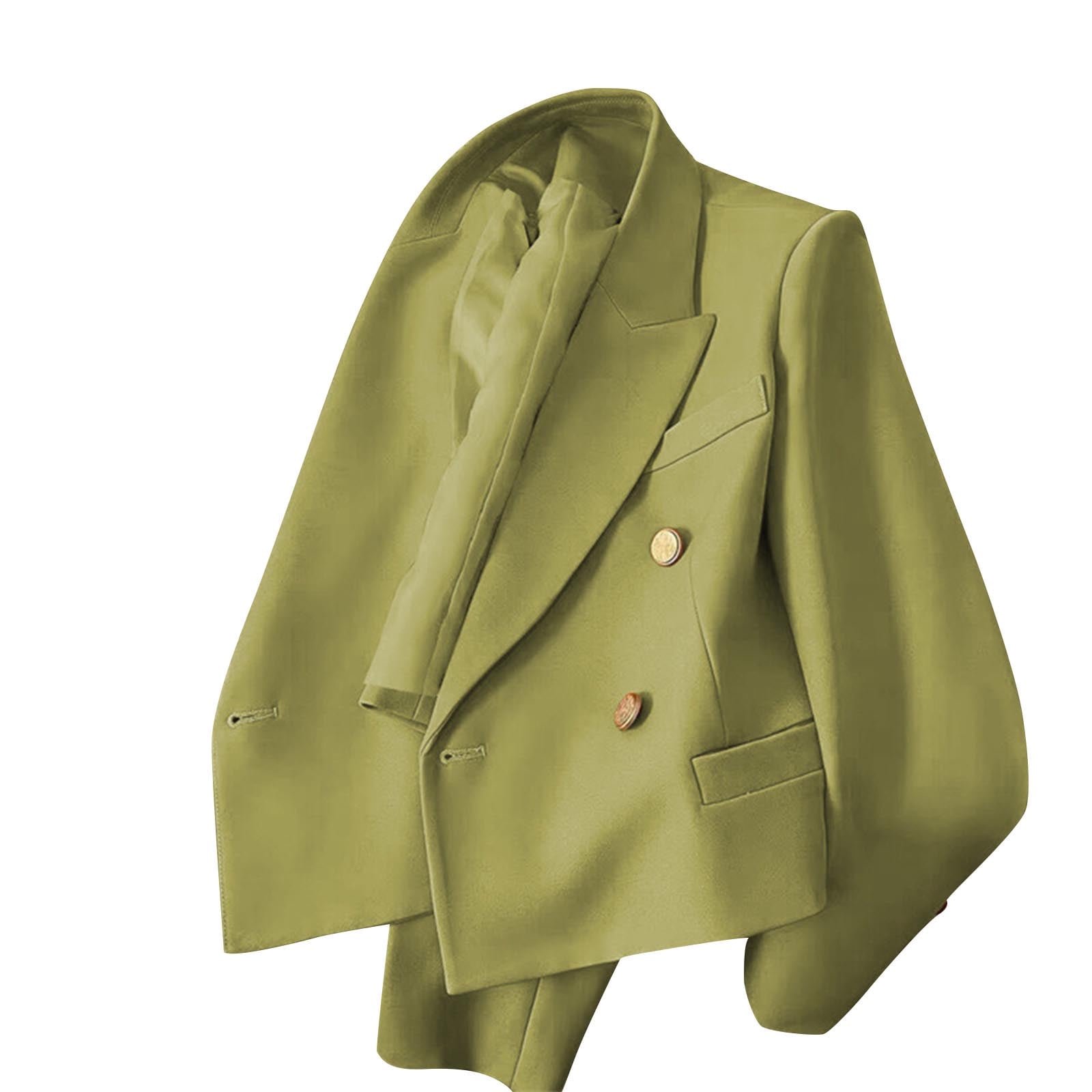 BLTIBY Blazer for Women Fall Business Work Office Lightweight Crop Outwear Open Front Lapel Comfy Jackets with Pockets Army Green XL