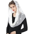 thumbnail image 2 of Velo de Iglesia Mantilla pañuelo católico bufanda de encaje para mujer misa latina ceremonia de oración boda negro blanco V103, 2 of 5