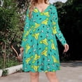 thumbnail image 2 of Margarita Time！ Long Sleeve Dresses For Women Vintage Elegant Party Dress Oversized V-neck Dress S-8XL, 2 of 7