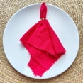 thumbnail image 1 of Nvzi Servilletas de tela de 16,53 x 16,53 pulgadas, juego de 4, servilletas de gasa de lino con flecos, servilletas suaves con flecos reutilizables para cenas, fiestas, Navidad, bodas (rojo), 1 of 4