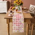 thumbnail image 2 of Spring White Daisy Table Runner 70 Inches, Farmhouse Floral Pink Buffalo Plaid Bed Runner Dresser Scarves Tabletop for Indoor Outdoor Parties/Ceremony/Banquet, 13" x 70", 2 of 9