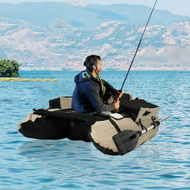 Khaki Oxford Cloth Fishing Boat, U-shaped Outdoor Fishing Boat, Inflatable Fishing Boat With Adjustable Shoulder Straps And Carrying Handle