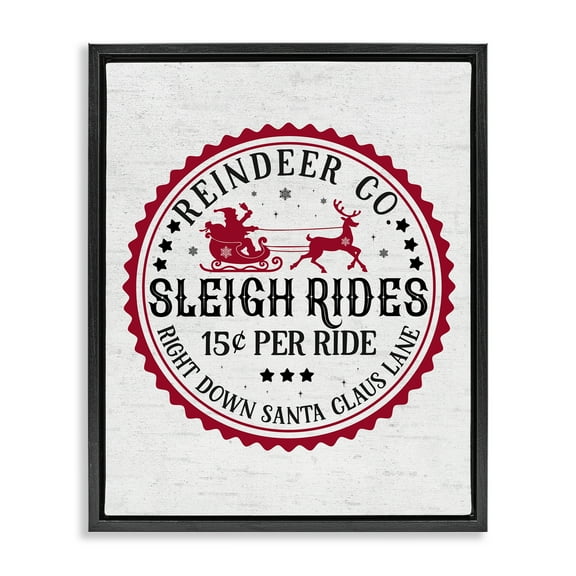 Stupell Industries Vintage Sleigh Rides Holiday Painting Black Floater Framed Art Print Wall Art, 17 x 21