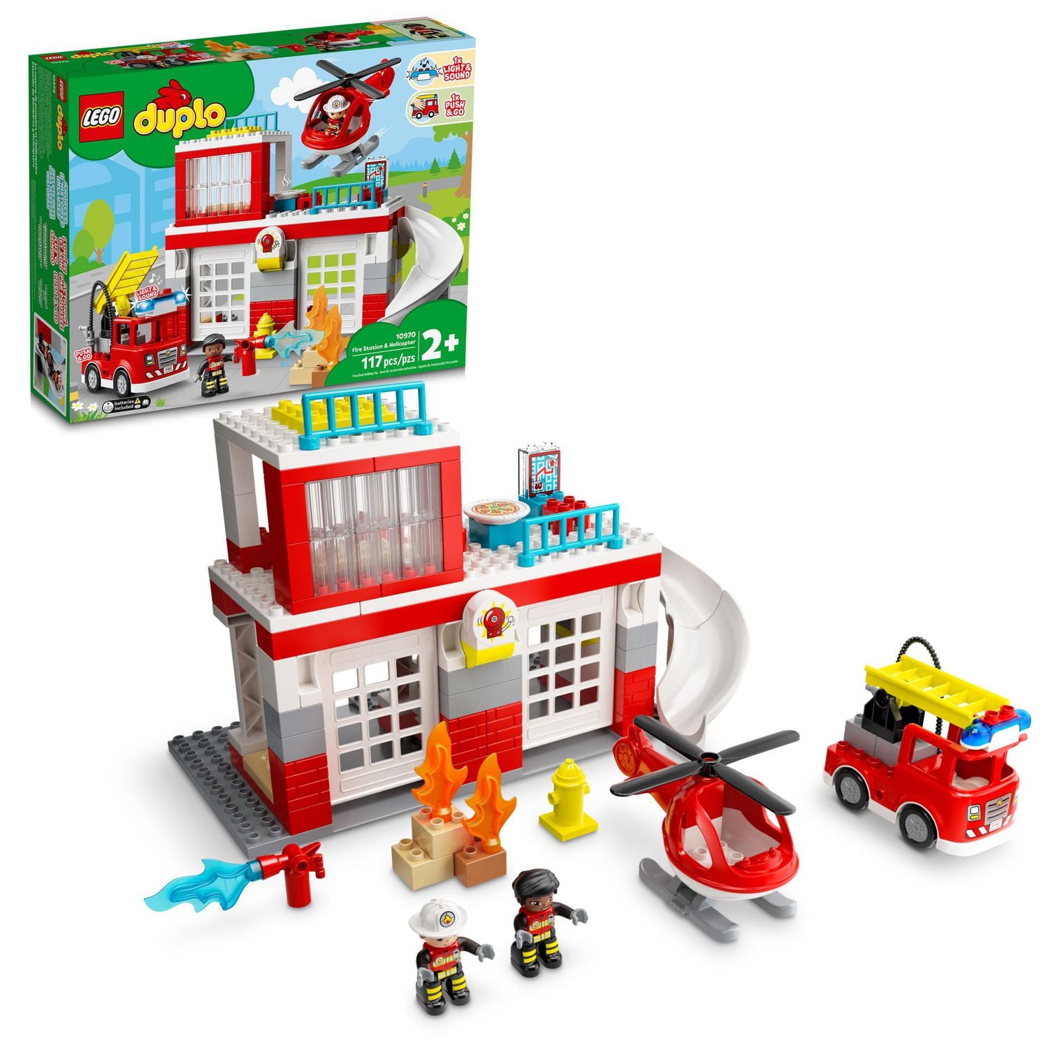 LEGO DUPLO La caserne de pompiers et l’hélicoptère de secours 10970 Jeu de construction (117 pièces)