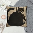 thumbnail image 2 of Cute Black Cat Decor Neutral Beige Embroidered Velvet Decorative Throw Pillow Cover es for Sofa Couch Bed Car, 2 of 5