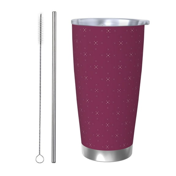 Logiee Small Stars Print 20OZ Car Cup with Lid, Stainless Steel Vacuum Insulated Double Wall Travel Tumbler, Durable Insulated Coffee Mug,Thermal Cup with Straw-Straw Two-piece Set