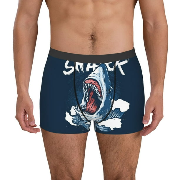 Balery Shark Calzoncillos bóxer para hombre, ropa interior de algodón suave y transpirable con cinturilla de nailon-Small