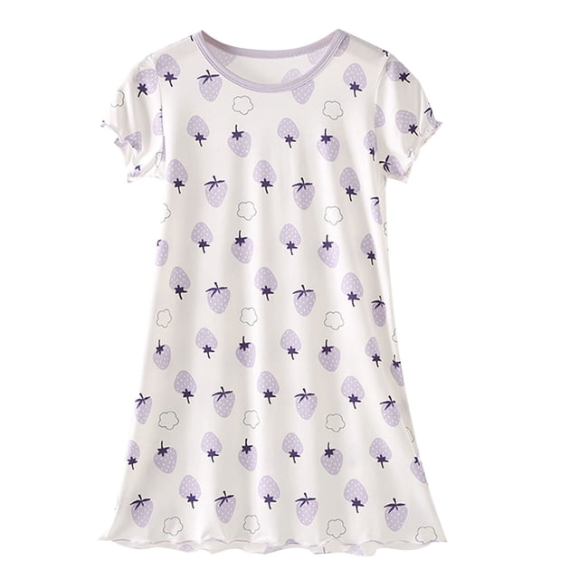 Yanlir Robe de Princesse Sans Manches Imprimée pour Fille Tenue de Fête à la Mode Respirante Col Rond, Tenue Décontractée Mignonne pour Enfants (Violet, 14-15 Ans)