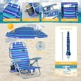 thumbnail image 5 of Toddler Beach Chair, Kids Beach Chair with Umbrella, Backpack Beach Folding Chairs, Backpack Camping Chairs, 5-Position Reclining, with Cup Holder, for Beach, Camping, Picnic (1 Pack), 5 of 7