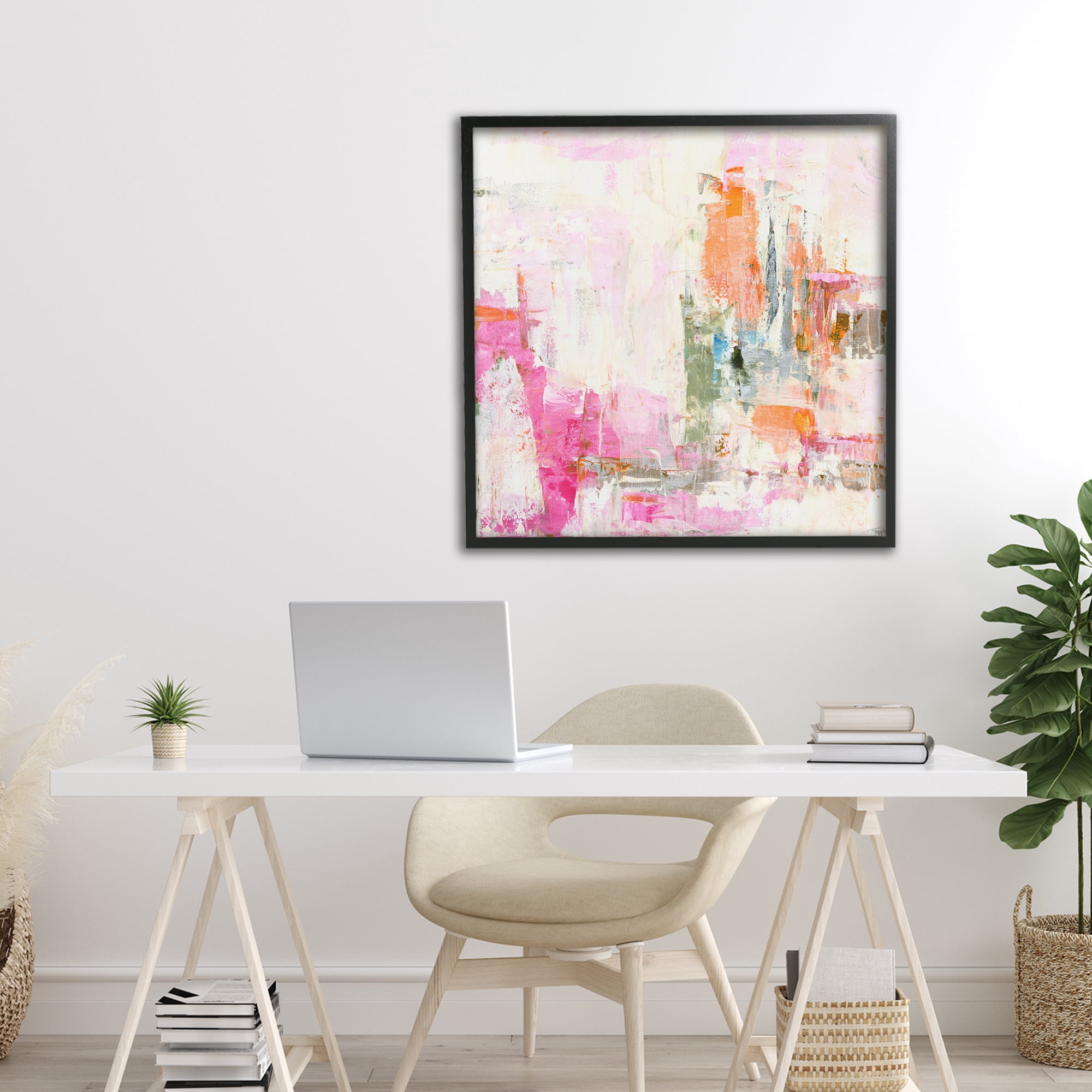 Stupell Industries New Age Pink Abstract Black Framed Giclee Art, design by Design Fabrikken