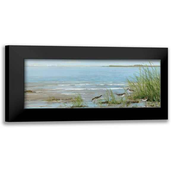 Swatland, Sally 14x8 Black Modern Framed Museum Art Print Titled - Sandpiper Beach