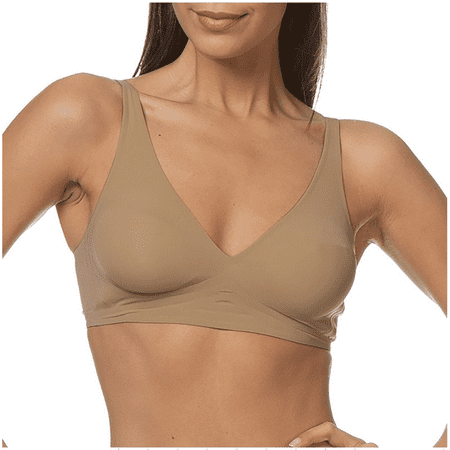 Fulorrnie Bras for Women Petite Push Up Wirefree Comfort Lift Plunge Back Fat Smoothing Balconette Bralette Bra Khaki XXL