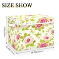 thumbnail image 3 of Pretty pink rose floral pattern Storage Cubes with Lid Fabric Storage Bins Boxes Handles Cotton Linen Closet Organizer Container Decorative Foldable Washable Shelf Cloth Basket, 3 of 5