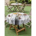 thumbnail image 4 of Outdoor Tablecloth with Umbrella Hole for Patio/Picnic/Party/Camping, Botanical Daisy Waterproof Table Cloth Round Cover Washable, Country Botanical Vase Flowers Wooden Grain (Dia 60"), 4 of 8