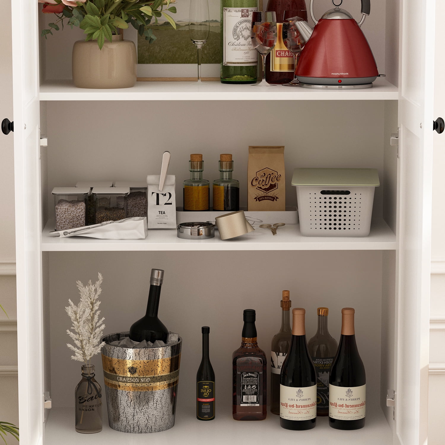 KULAGAGA 70.9" H Kitchen Pantry Cabinet, Freestanding Storage Cupboard with Drawer and Adjustable Shelves for Kitchen Bathroom Living Room, White