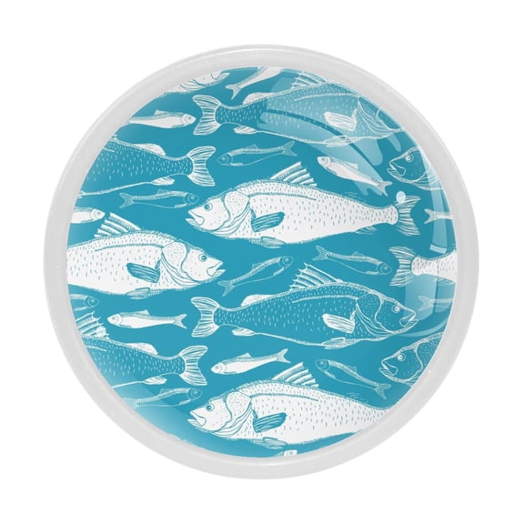 4 Pcs Ocean Fish Knobs for Kitchen Cabinet Cupboard Dresser Bookcase Drawer Pulls Handles Round Home Decor