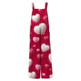 thumbnail image 5 of Fgvctg Valentine's Day Women's Jumpsuits Wide Leg Pant Date Night Spaghetti Straps Cute Love Heart Print Jumpsuits Sleeveless Bib Overalls Sprimg Rompers Clothing With Pockets Light pink XL, 5 of 6