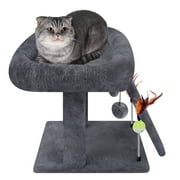 WK Cat Tree Tower with Scratching Board and Toy Balls, Grey