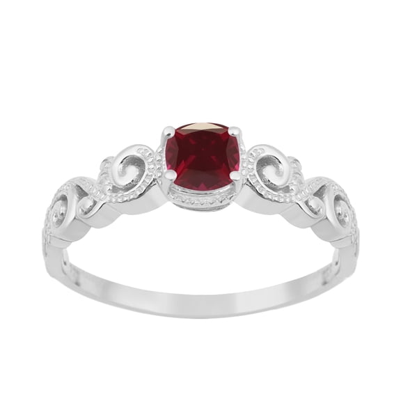 Mooneye 925 Sterling Silver Ruby Cushion 6mm Women's Solstic Engagement Ring, 0.75 Ct