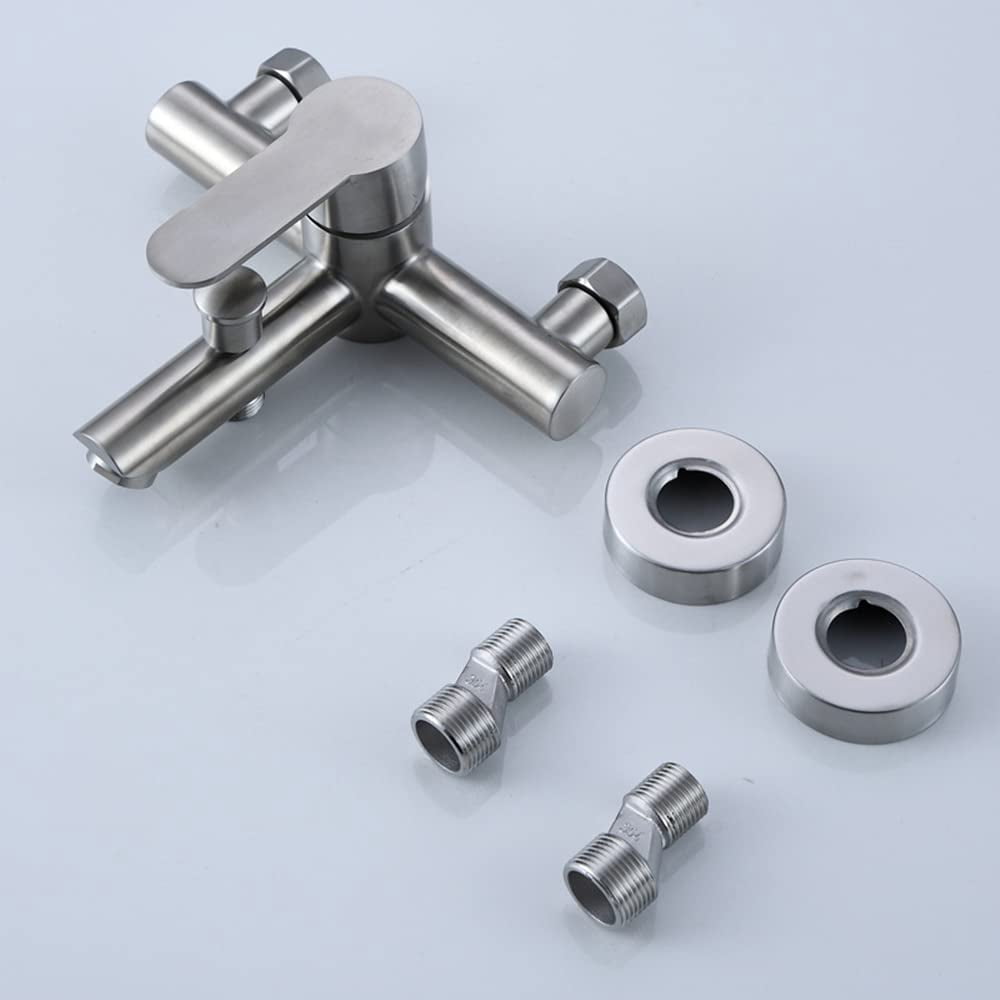 Stainless Steel Wall Mounted Tub Faucet High Flow Bathroom Shower Mixer Faucets