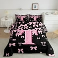 thumbnail image 2 of jejeloiu Personalized Letter T Queen Comforter Set,Monogrammed Theme Bedding Sets,Ribbon Bow Knot Bedding Comforter Set,Ultra Soft Bedroom Decor Reversible,3 Pieces, 2 of 8
