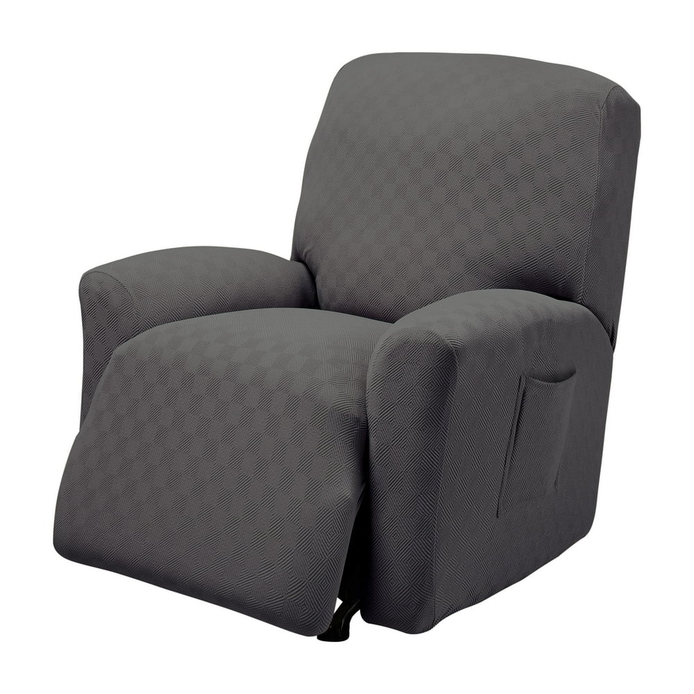 Stretch Sensations 4Piece Stretch Newport Recliner Slipcover, Grey
