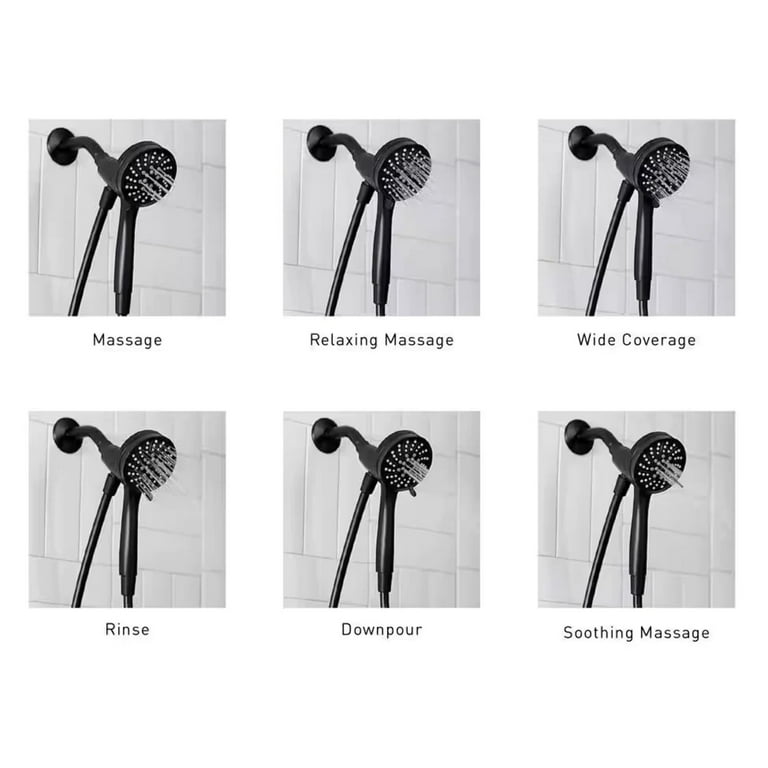 2-Spray 3.5 in. Single Wall Mount Handheld Adjustable Shower Head in Black 2-Spray 3.5 in. Single Wall Mount Handheld Adjustable Shower Head in Black