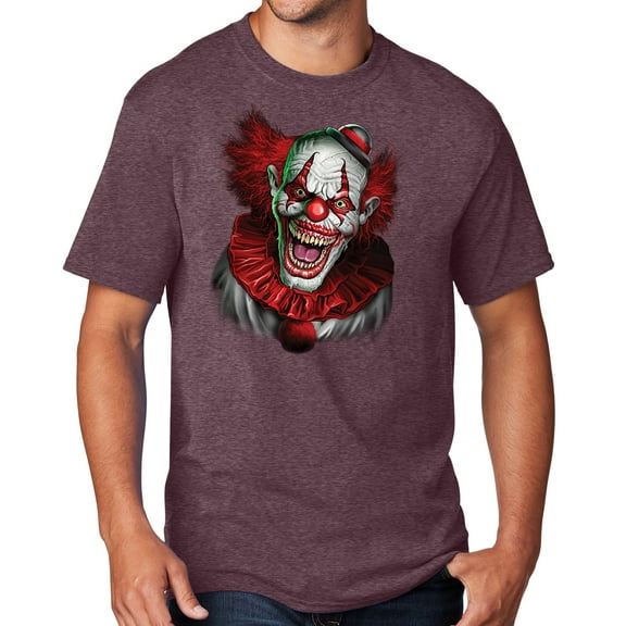 Men's Scary RED CLOWN T-shirt, Medium Athletic Heather Maroon