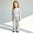 thumbnail image 4 of Angala 2 Piece Outfits For Girls Crew Neck Long Sleeve Bow Detail Sweatshirt With Pants Set Girls Fall Season Wear Clothes, 4 of 7