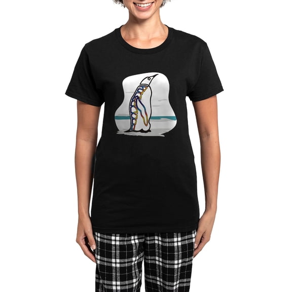 CafePress - Colorful Penguin Pajamas - Women's Short Sleeve Print T-Shirt and Pants Dark Cotton Pajama Set