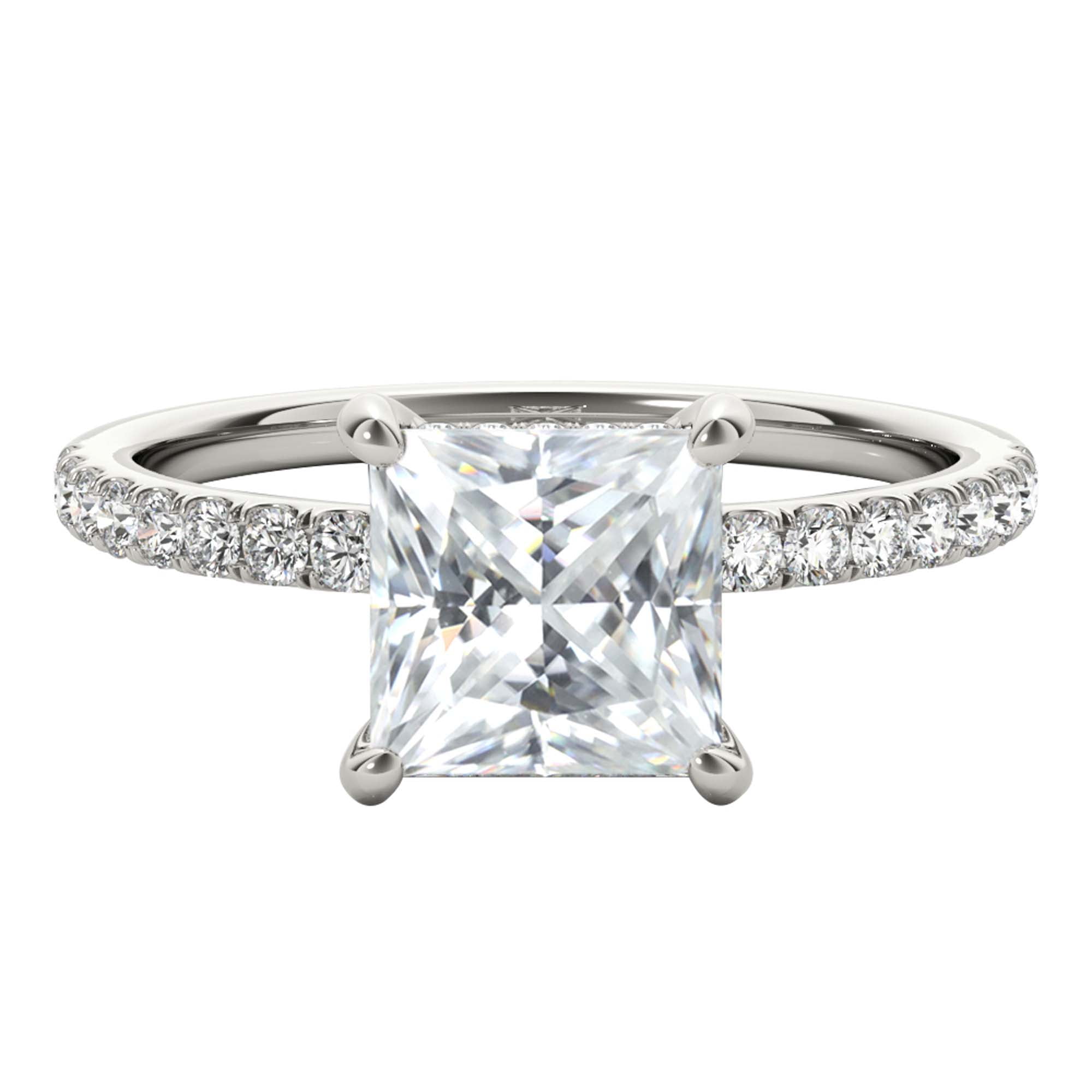 Mauli Jewels 1.55 Carat Princess Moissanite Natural Diamond Engagement Rings for Women 14K White Gold, Gifts for Her