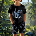 thumbnail image 2 of Outfits for Toddler Boys Dinosaur Print T Shirt and Shorts Homewear Outfits Set Size 3-4T ,Black, 2 of 9
