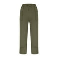 thumbnail image 3 of ManxiVoo Women Cotton Casual Pants Cross Cuff Detail Loose Fit Comfortable L Size Green, 3 of 9