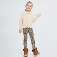 thumbnail image 4 of CAIVO Kids Girls Thermal Leggings Winter Base Layer Pants With Cute Heart Leopard Print Designs Soft Warm Fuzzy Tights For Cold Weather Outdoor Activities Birthday Trousers, 4 of 8