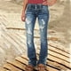 thumbnail image 1 of WILLBEST Jeans Mujer Pantalones Vaqueros Acampanados Elásticos para Mujer, de Mezclilla Desgastada a La Moda Con Estampado de Corazones, Ajuste Cómodo E Informal, Diseño Roto para Mujer. Chica, 1 of 8