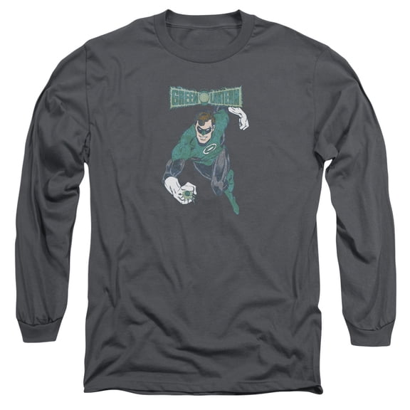 Dco/Desaturated Green Lantern Long Sleeve Adult 18/1 T-Shirt Charcoal