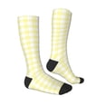 thumbnail image 3 of Haiem Lemon Yellow Checkboard Socks, Funny Novelty Crazy Design Cotton Socks Sports Socks Knee High Socks For Men, Women,1Pairs - Gift For Working Friends, 3 of 9