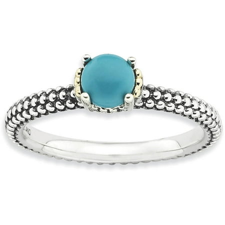 - Stackable Expressions Turquoise Sterling Silver and 14kt Gold Antiqued Ring