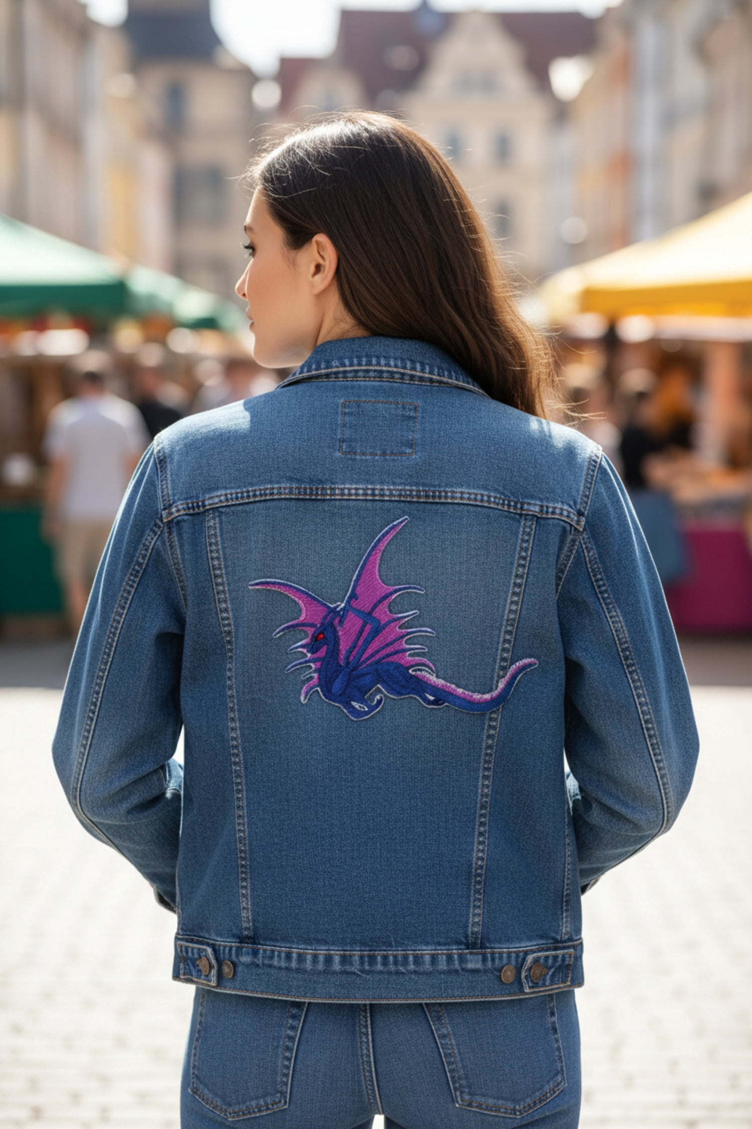 BeyondVision Custom Purple Flying Dragon Embroidered Iron on/Sew Patch [6.5" 5.5"]