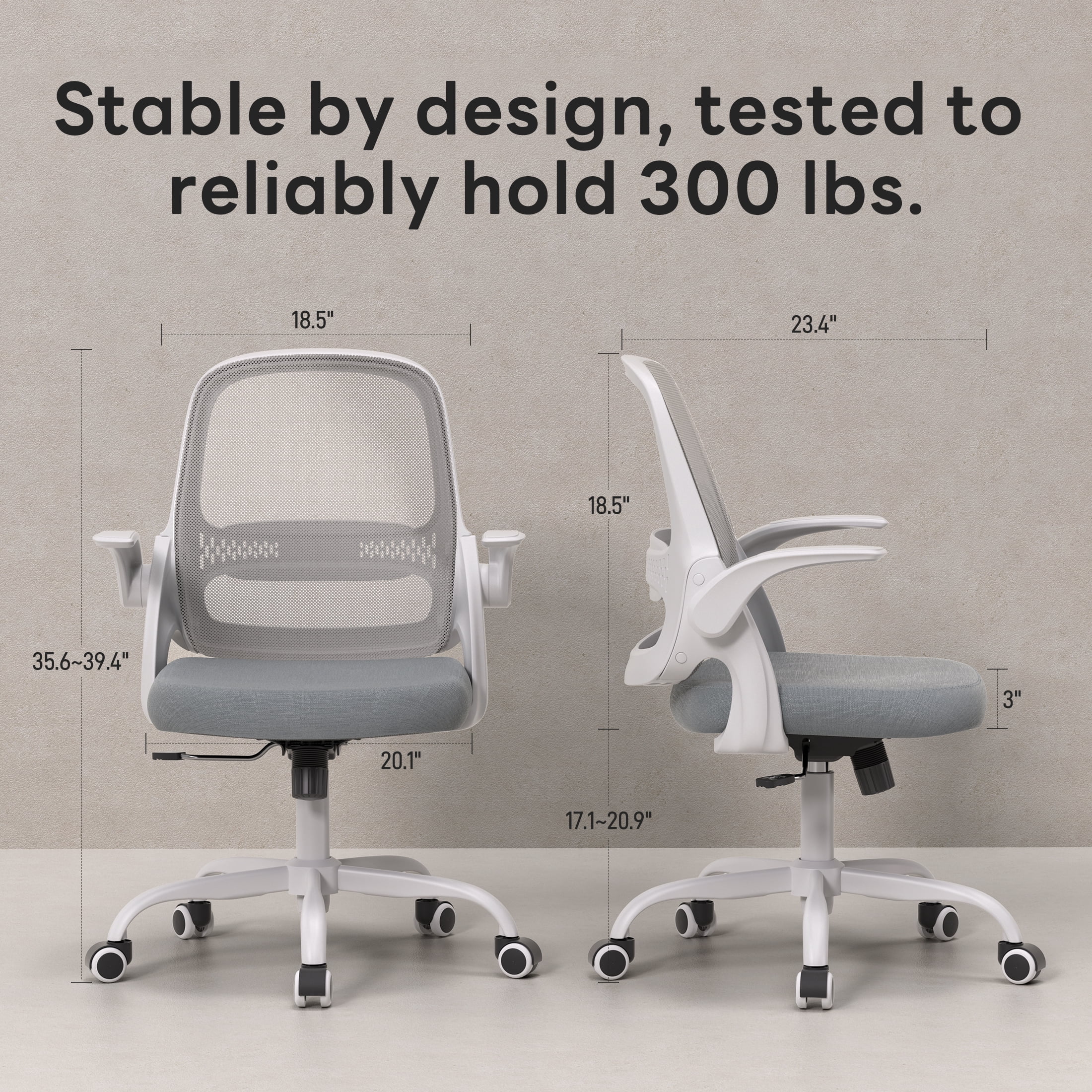 TMV Ergonomic Mesh Office Chair - High Back Gaming Desk Chair, Computer Chair with Lumbar Support & Wheels, Modern Vanity Chair for Home Office,Living Room,Bedroom,Grey