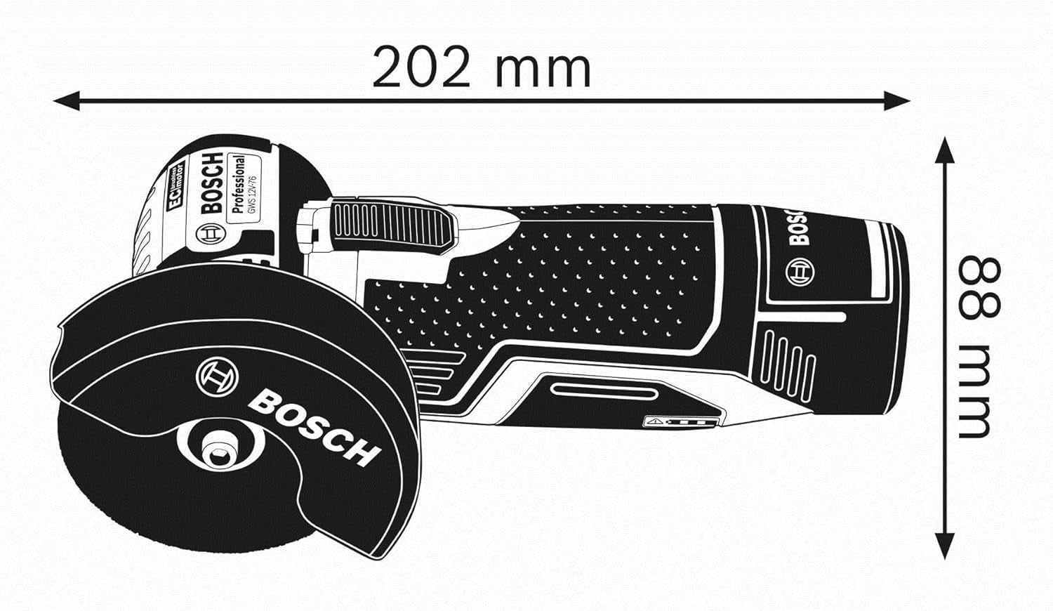 Bosch Professional 12V System GWS 12V-76 cordless angle grinder (three cutting discs, disc diam