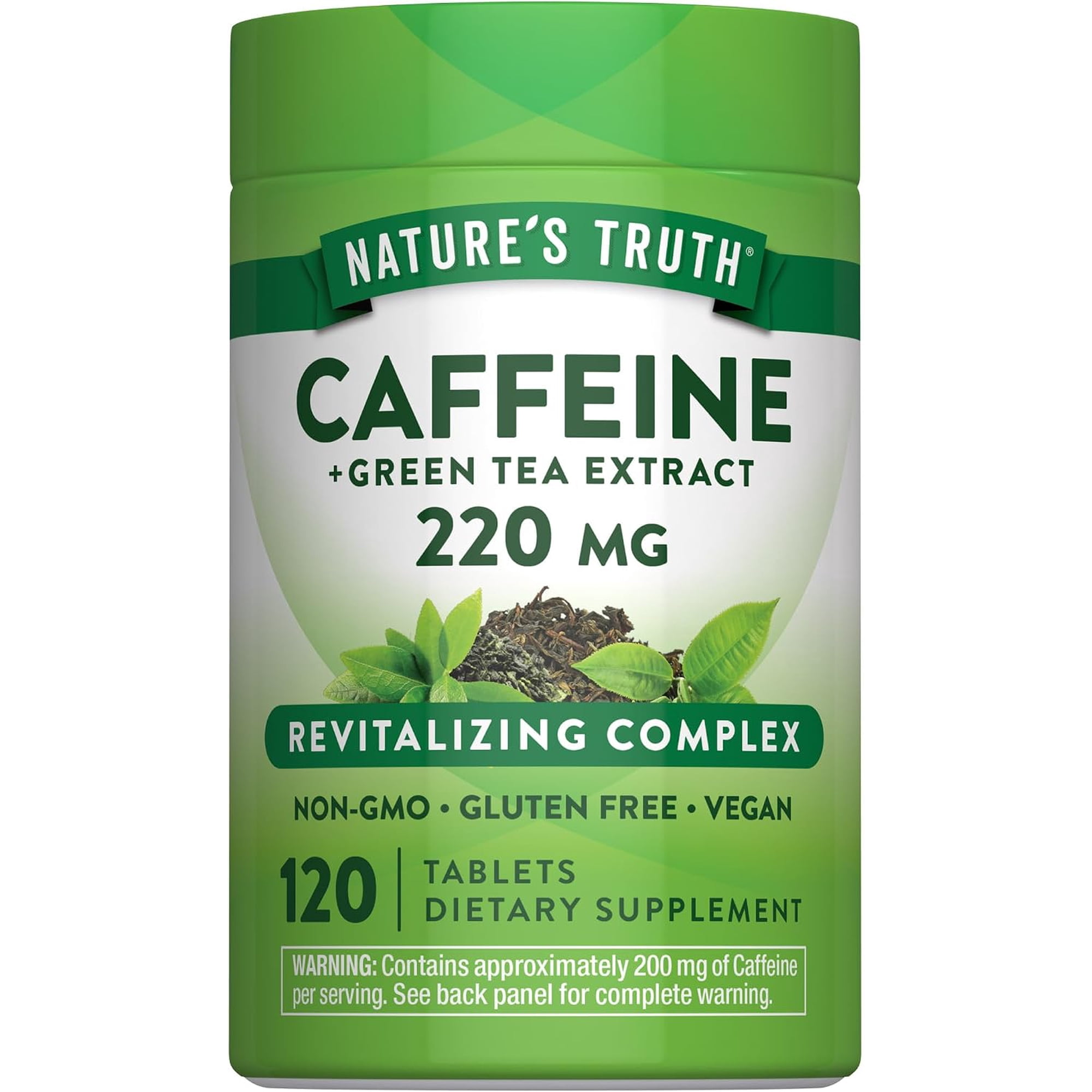 Caffeine Pills 220mg with Green Tea Extract | 120 Count | For Men and Women | by Nature's Truth