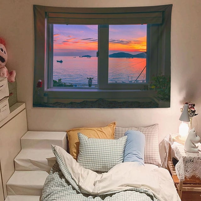 Tapicería estética de pared con vistas al mar, 100 x 75 cm, microtela